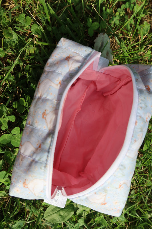walking in daisies geese makeup bag